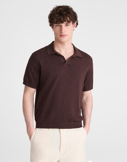 Madewell Johnny-Collar Sweater Polo in Slub Knit Cotton