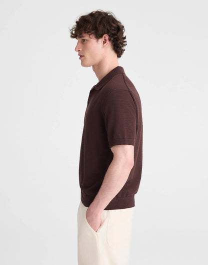 Madewell Johnny-Collar Sweater Polo in Slub Knit Cotton