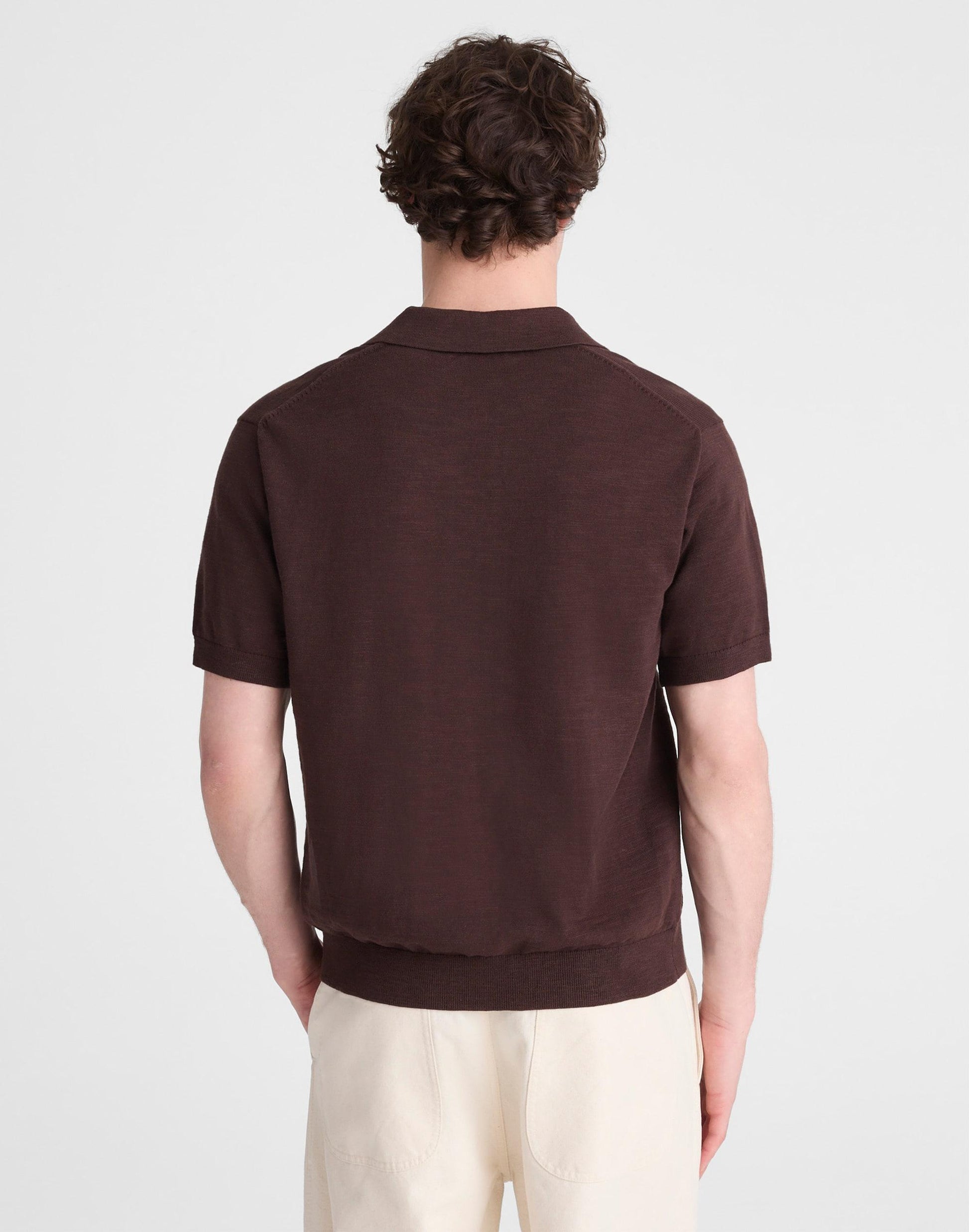 Madewell Johnny-Collar Sweater Polo in Slub Knit Cotton