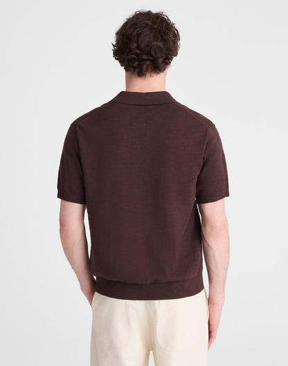 Madewell Johnny-Collar Sweater Polo in Slub Knit Cotton