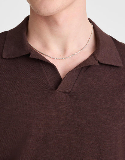 Madewell Johnny-Collar Sweater Polo in Slub Knit Cotton
