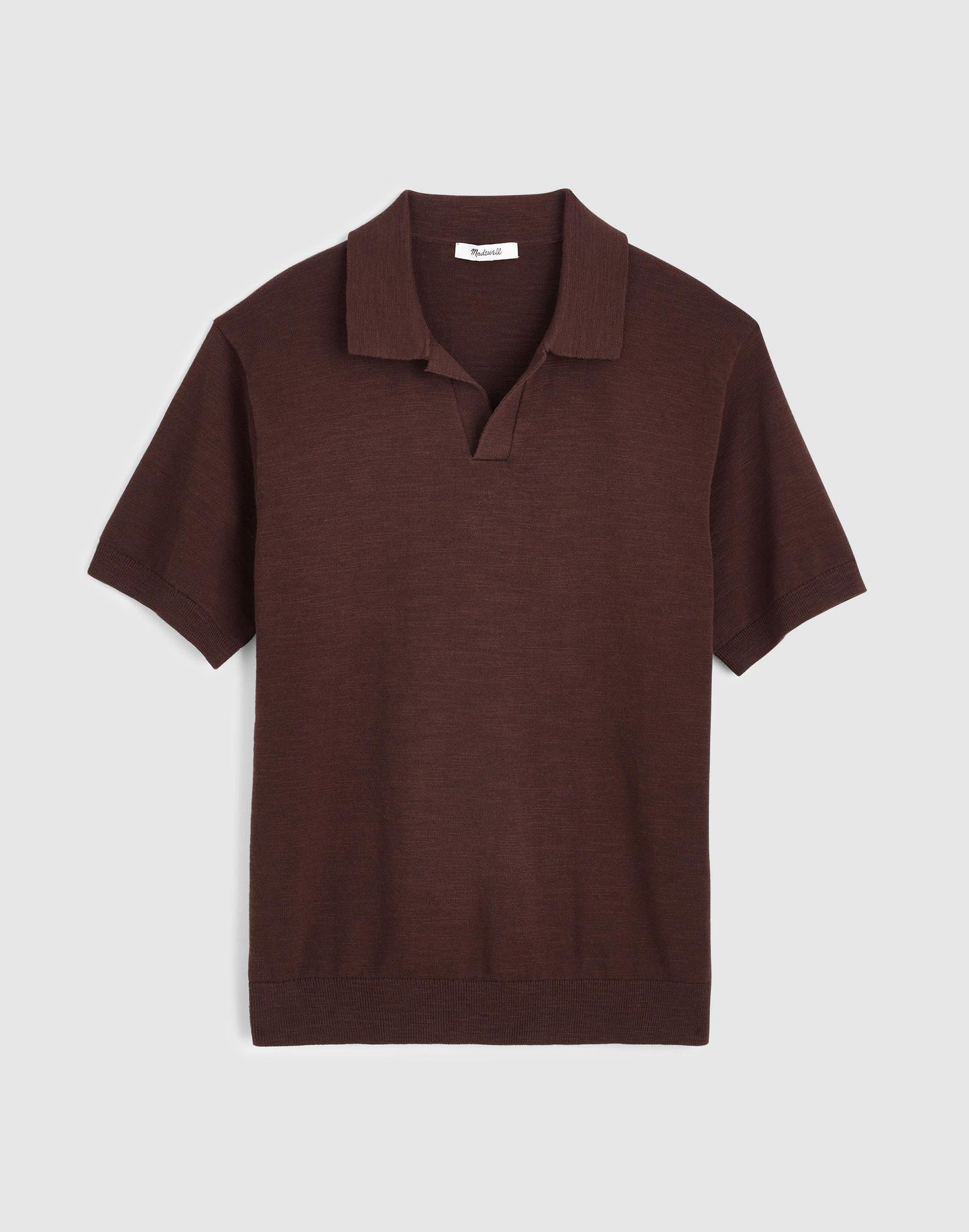 Madewell Johnny-Collar Sweater Polo in Slub Knit Cotton