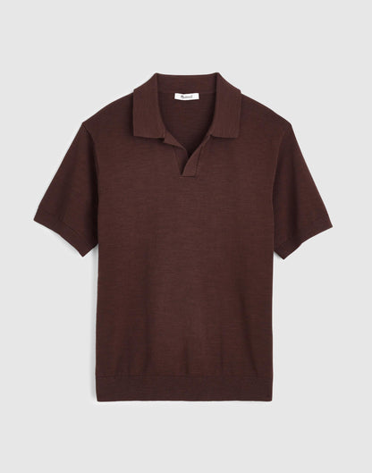 Madewell Johnny-Collar Sweater Polo in Slub Knit Cotton