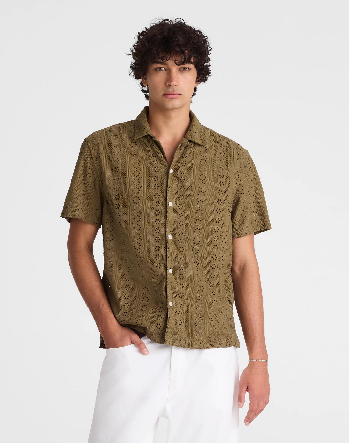 Madewell Camp-Collar Short-Sleeve Shirt in Embroidered Cotton