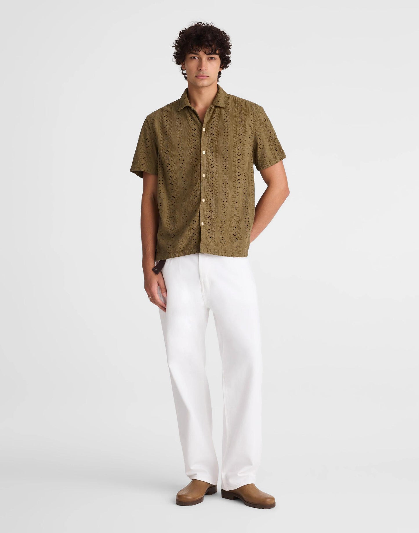 Madewell Camp-Collar Short-Sleeve Shirt in Embroidered Cotton