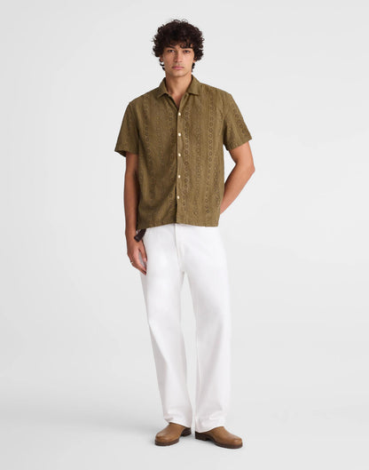 Madewell Camp-Collar Short-Sleeve Shirt in Embroidered Cotton