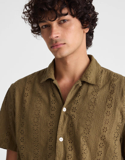 Madewell Camp-Collar Short-Sleeve Shirt in Embroidered Cotton