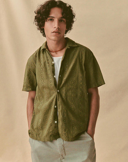 Madewell Camp-Collar Short-Sleeve Shirt in Embroidered Cotton