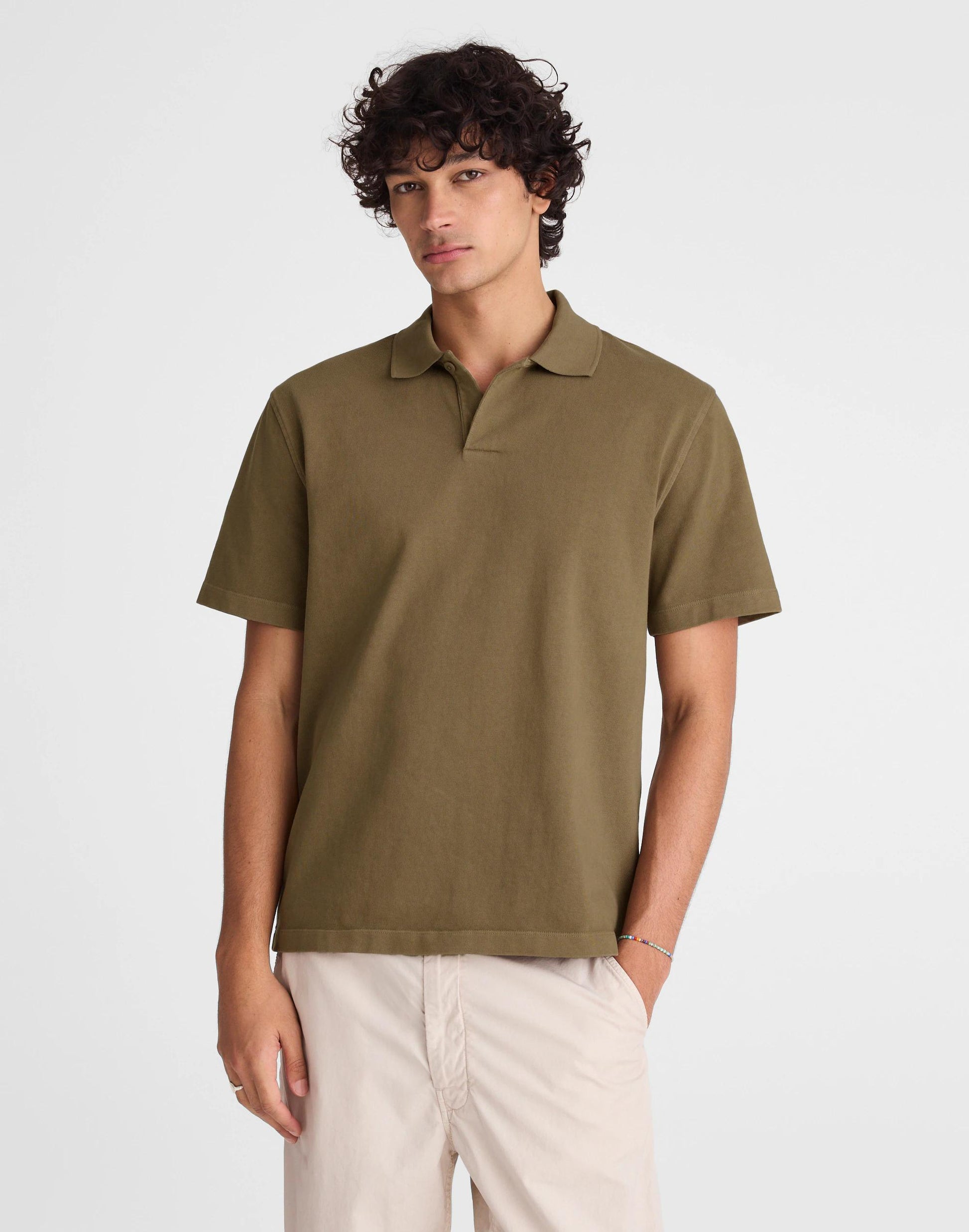 Madewell Short-Sleeve Compact-Knit Polo