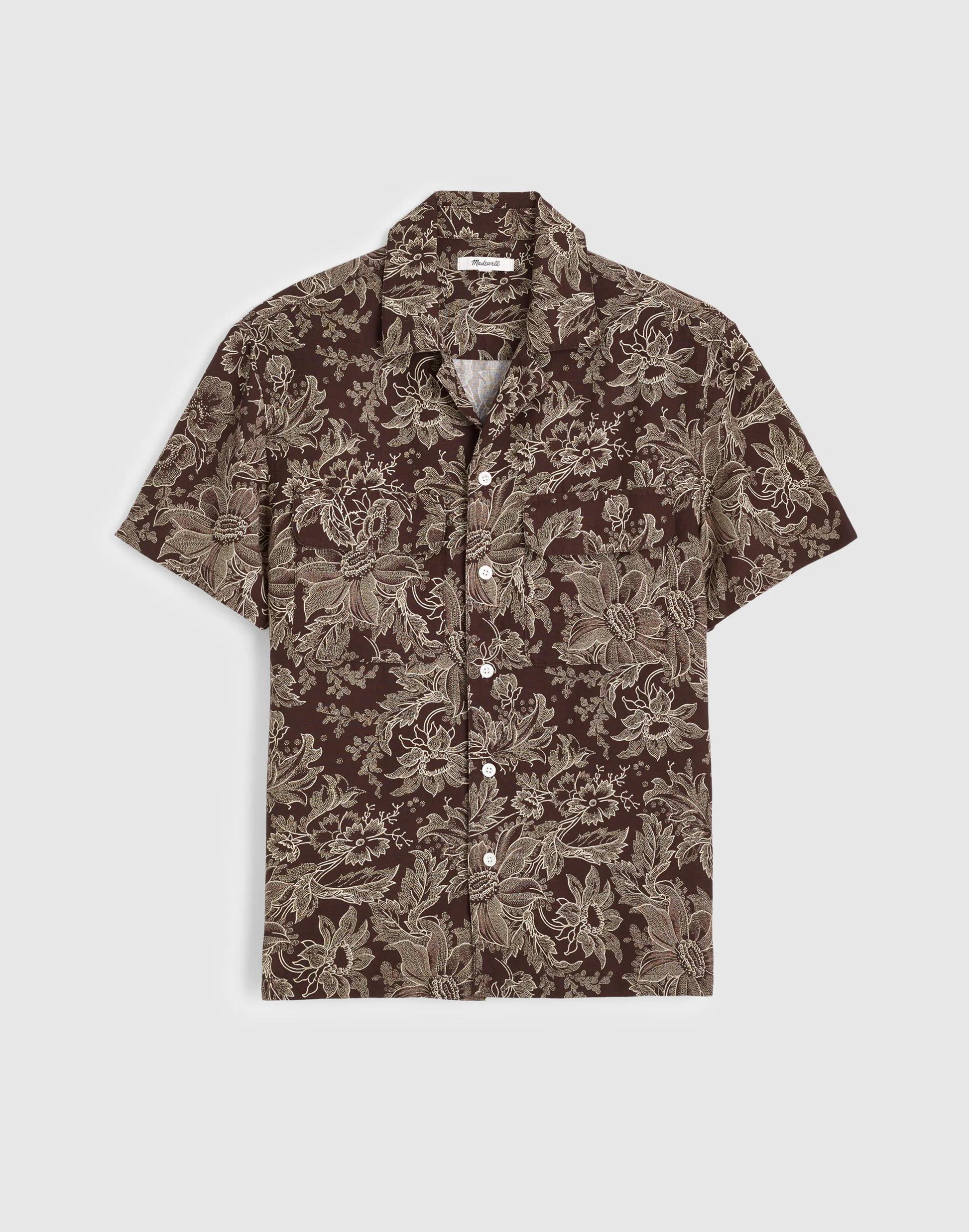 Madewell Short-Sleeve Camp Shirt in Archive Linen Blend