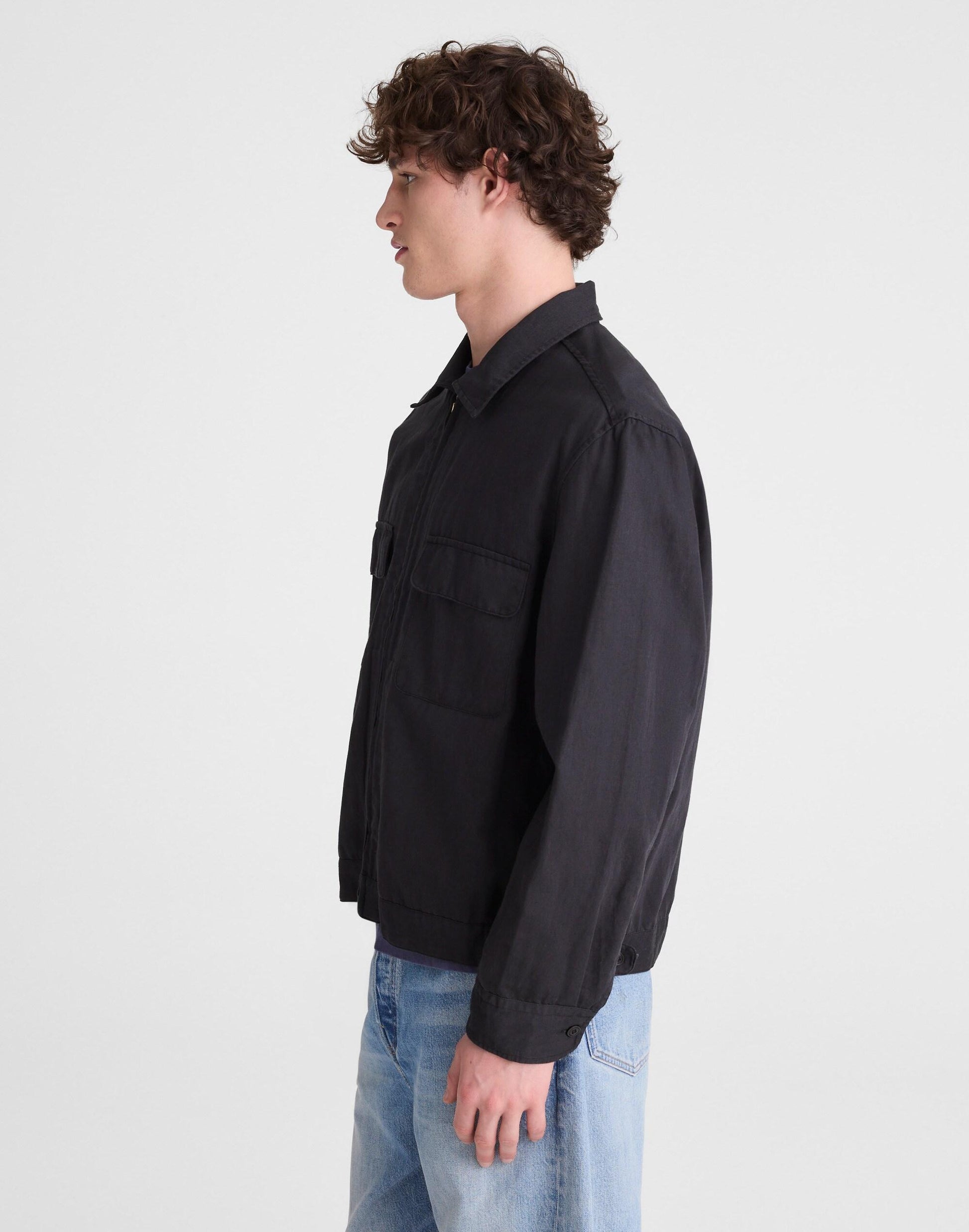 Madewell Zip-Front Jacket in Meridian Linen Blend