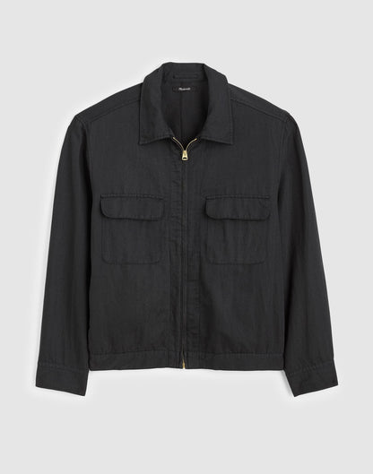 Madewell Zip-Front Jacket in Meridian Linen Blend