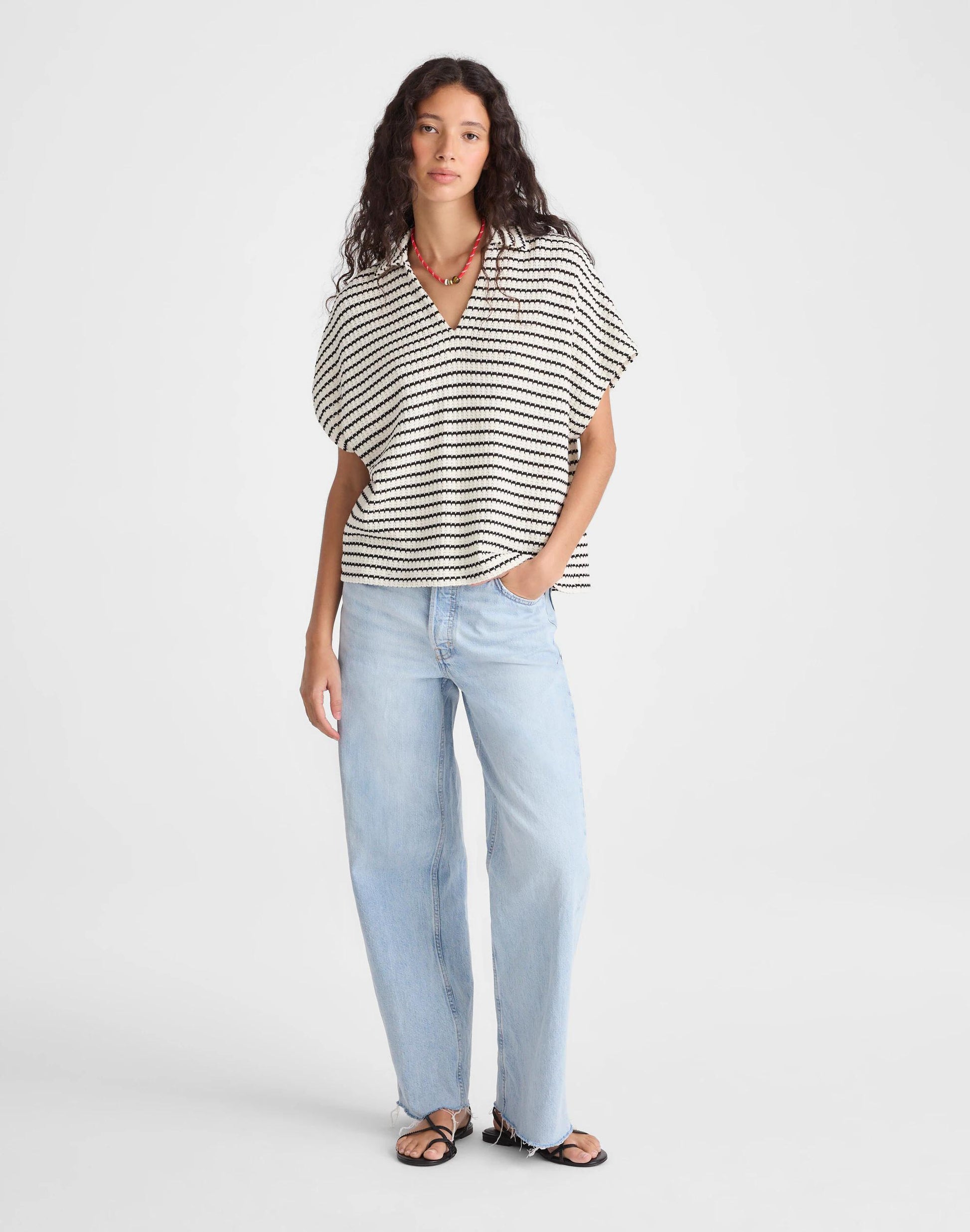 Madewell Textured-Knit Johnny-Collar Shirt
