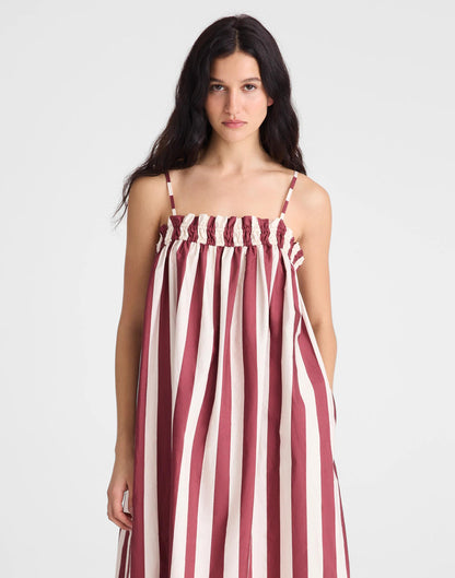 Madewell Ruffle A-Line Midi Dress in Stripe