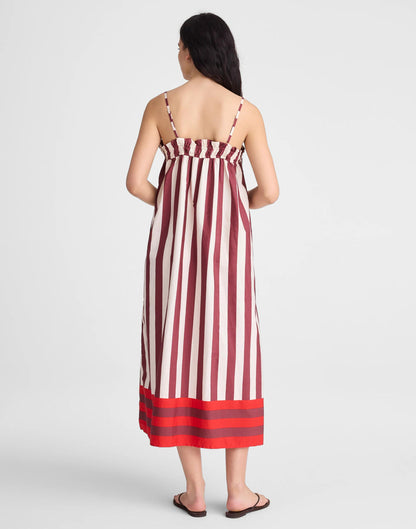 Madewell Ruffle A-Line Midi Dress in Stripe
