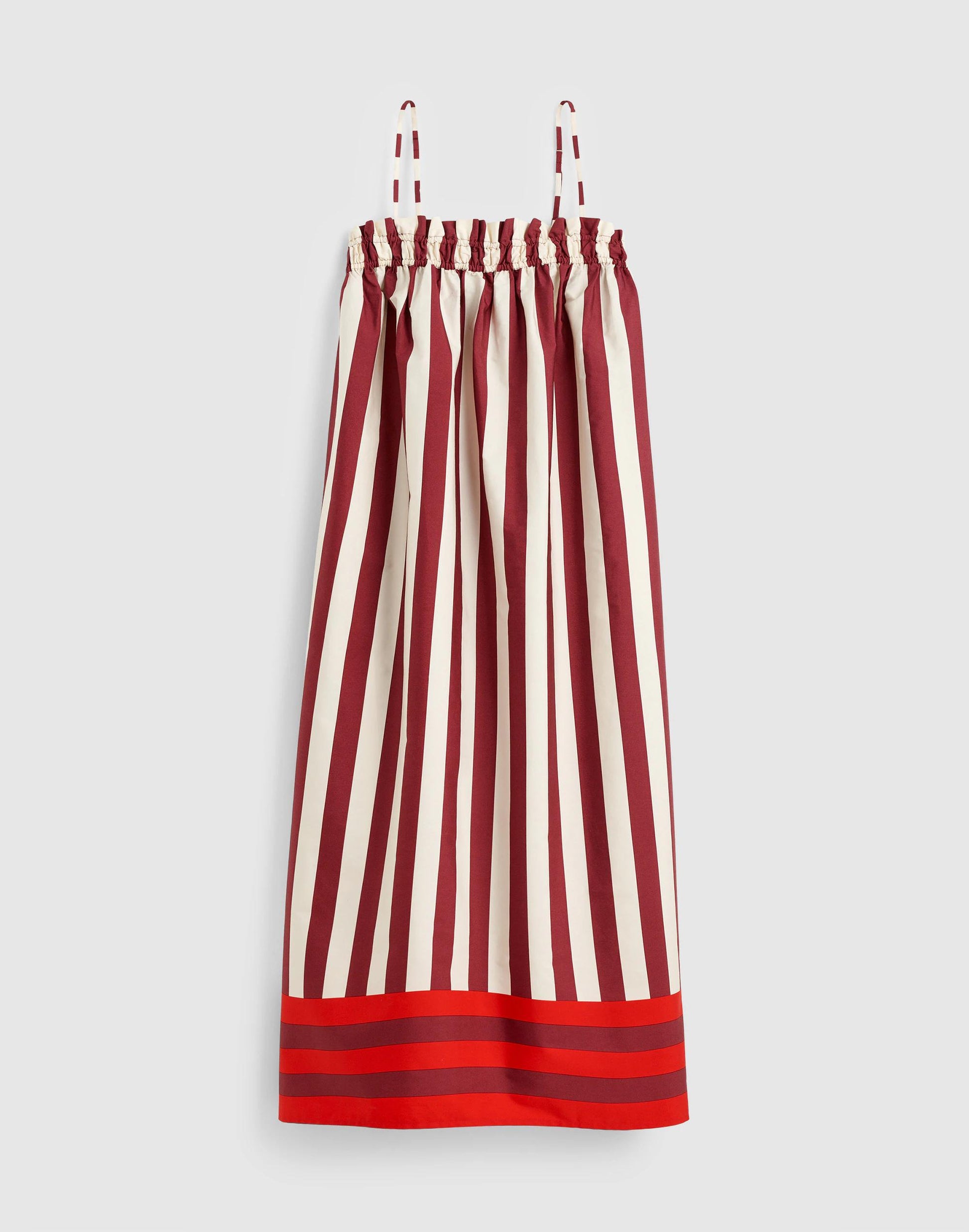 Madewell Ruffle A-Line Midi Dress in Stripe