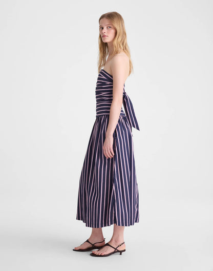 Madewell Strapless Ruched Midi Dress in Poplin