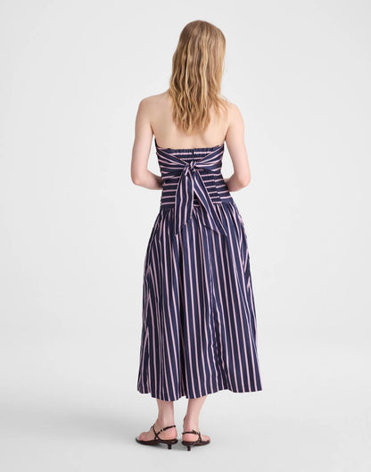 Madewell Strapless Ruched Midi Dress in Poplin