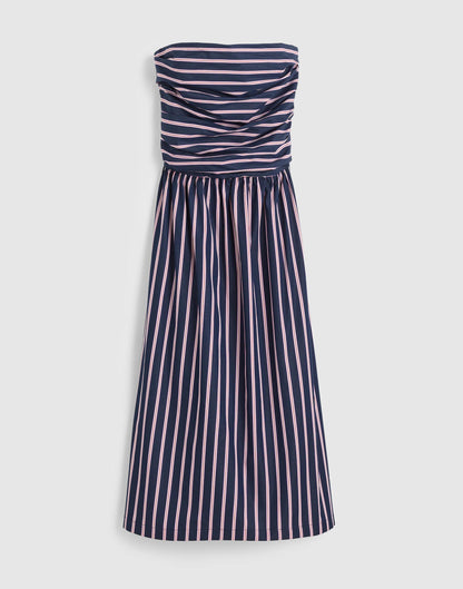 Madewell Strapless Ruched Midi Dress in Poplin