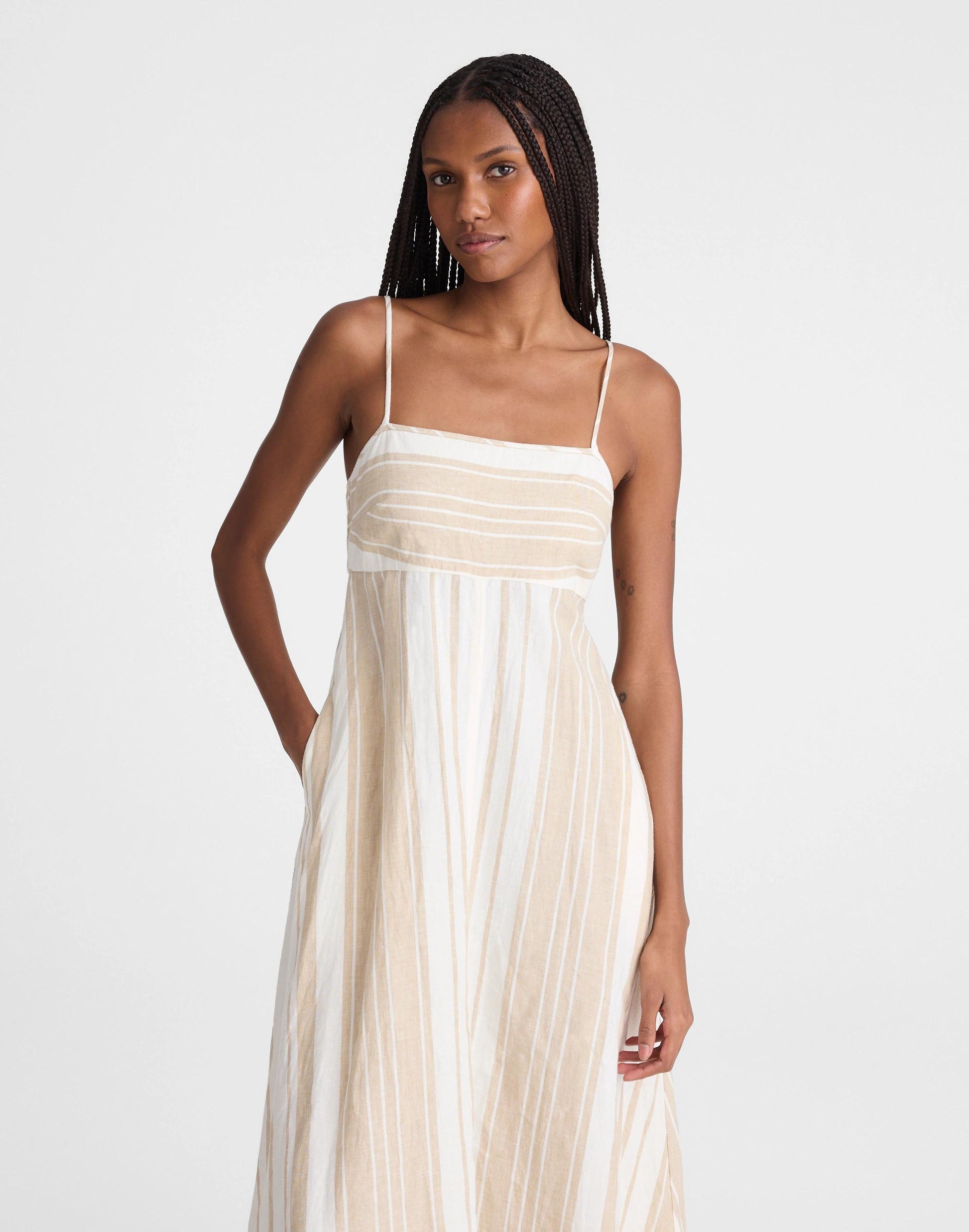 Madewell Empire-Waist Midi Dress in 100% Linen