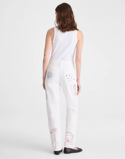 Madewell Embroidered Slim Boyfriend Jean