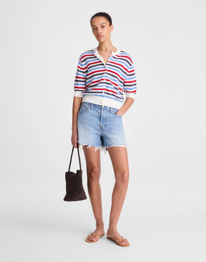 Madewell Textured Short-Sleeve Cardigan in 100% Cotton