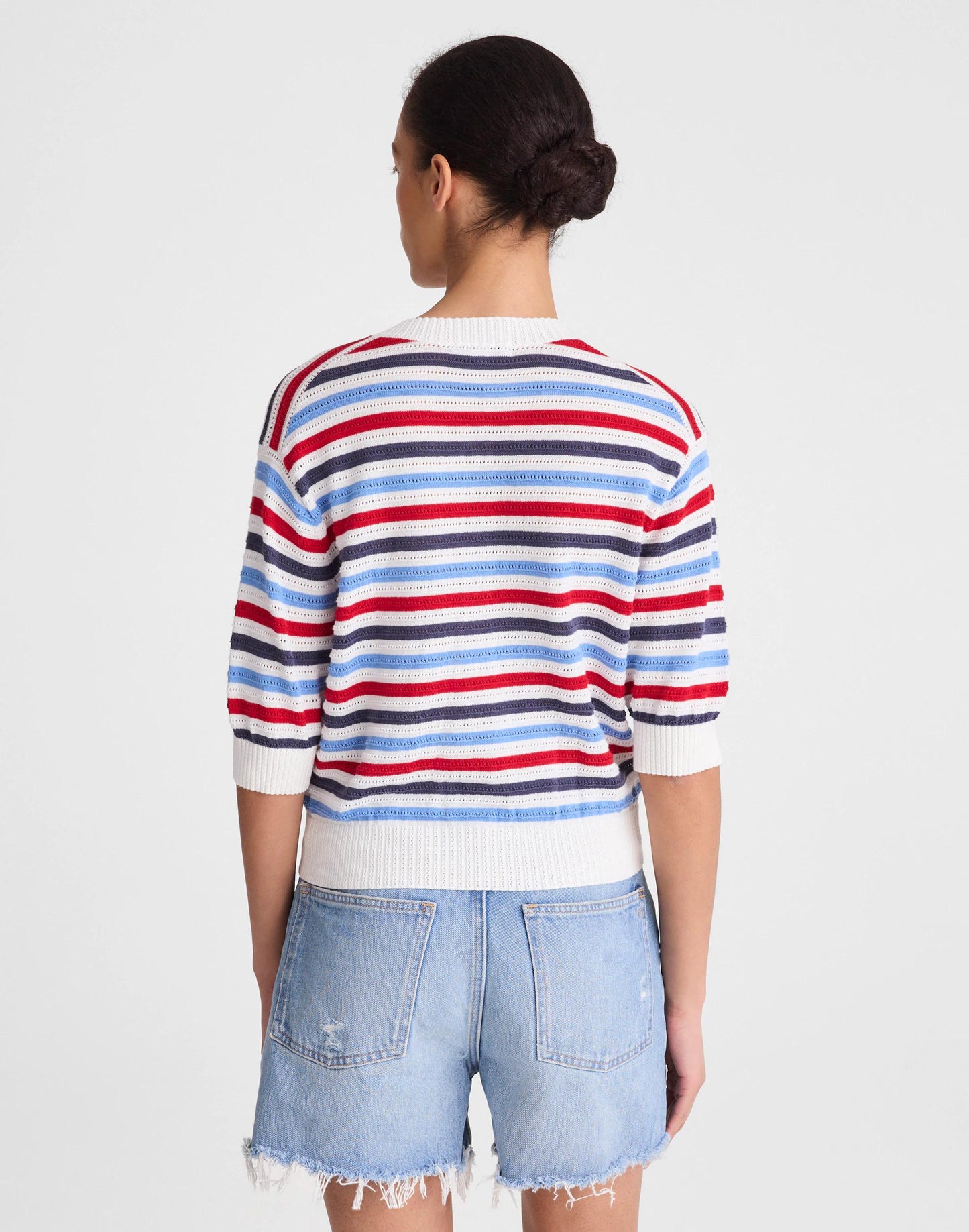 Madewell Textured Short-Sleeve Cardigan in 100% Cotton