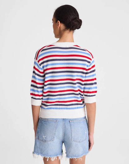 Madewell Textured Short-Sleeve Cardigan in 100% Cotton