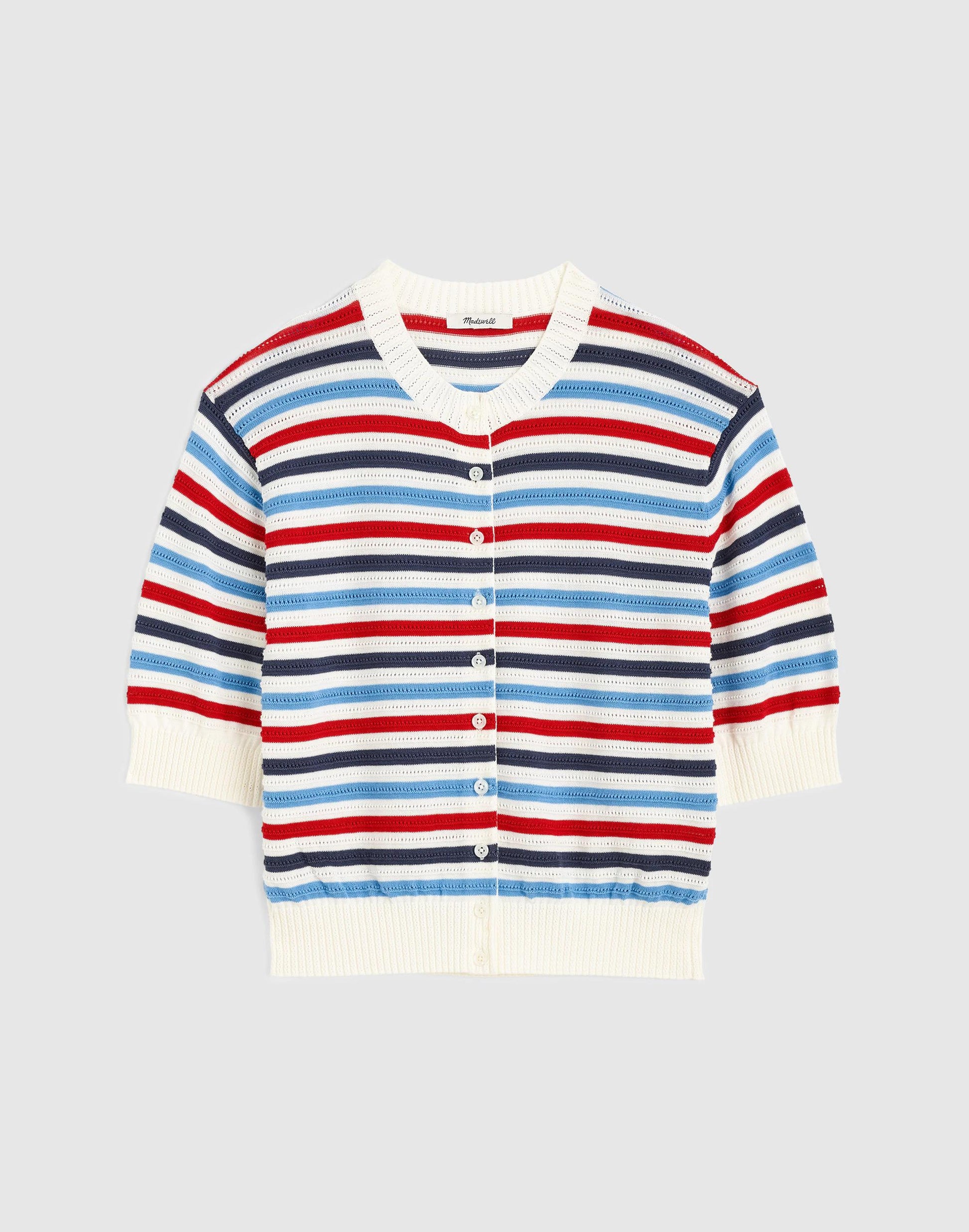 Madewell Textured Short-Sleeve Cardigan in 100% Cotton