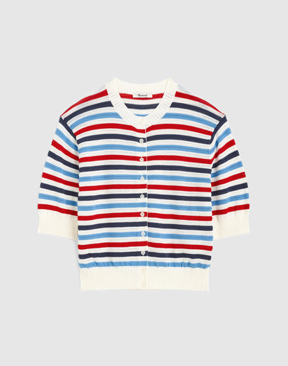 Madewell Textured Short-Sleeve Cardigan in 100% Cotton
