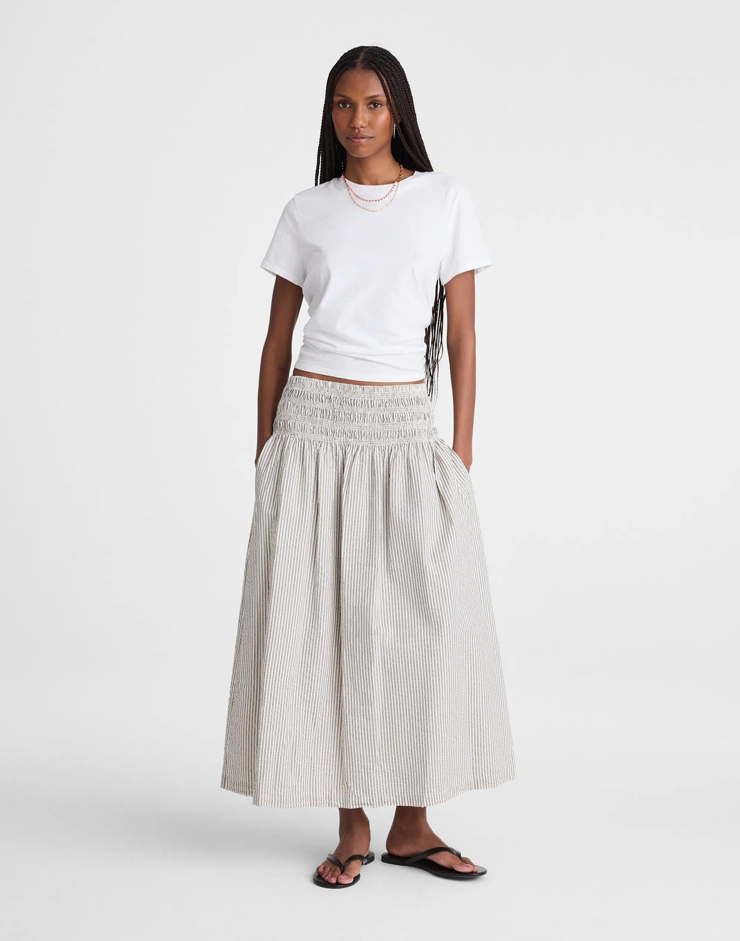 Madewell Sophia Midi Skirt in Seersucker