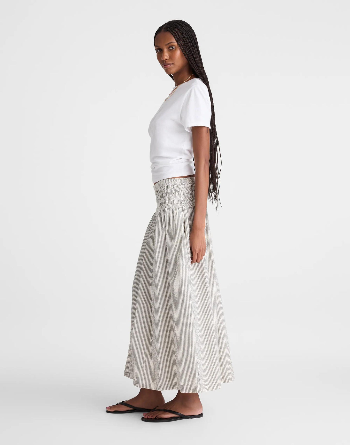 Madewell Sophia Midi Skirt in Seersucker