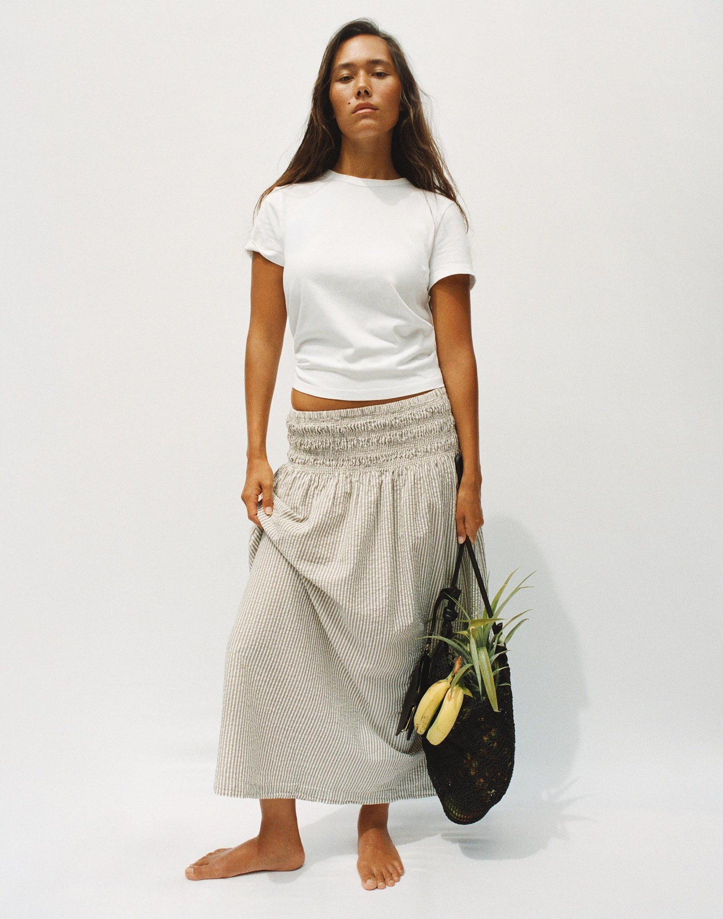 Madewell Sophia Midi Skirt in Seersucker