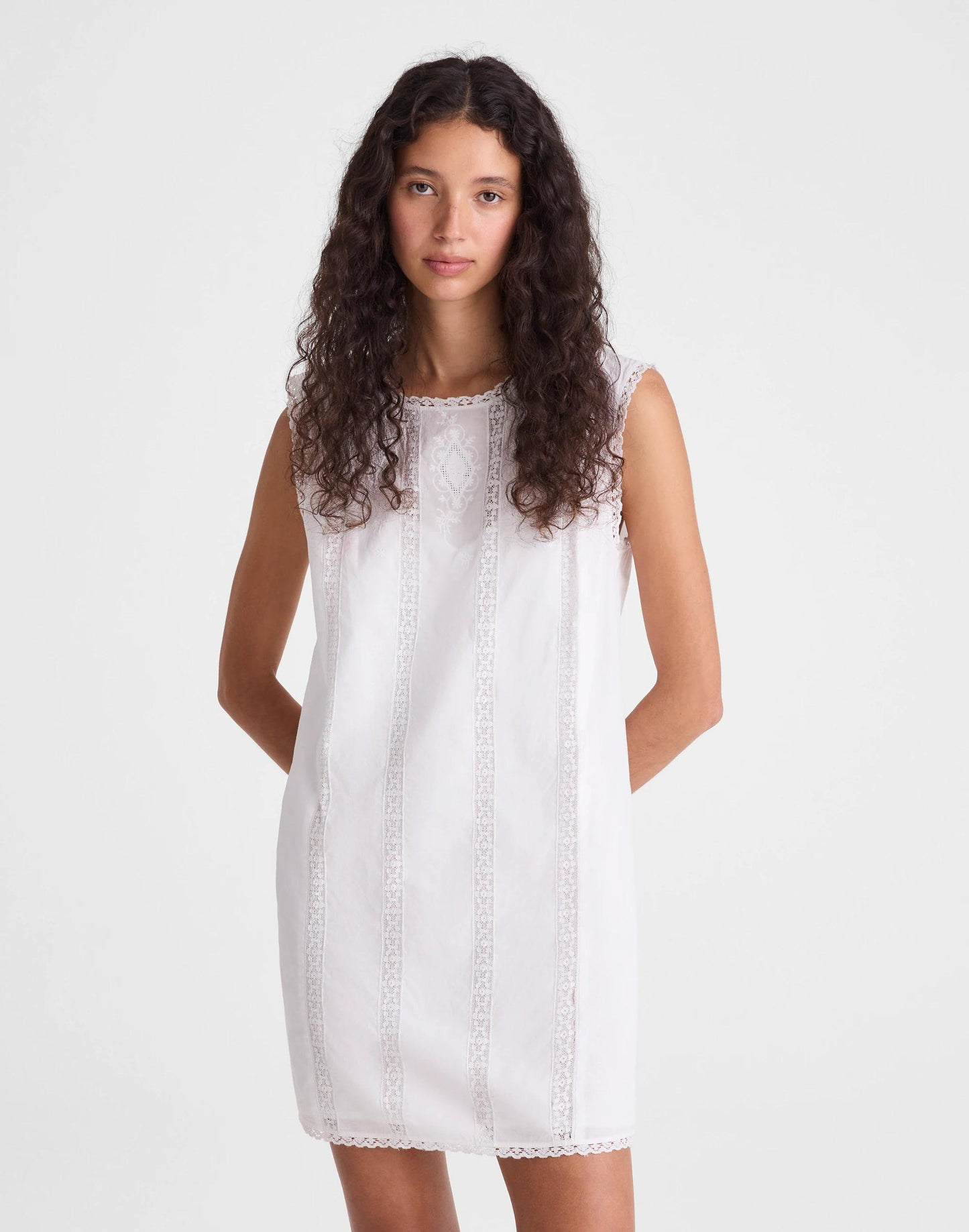 Madewell Embroidered Lace-Insert Mini Dress
