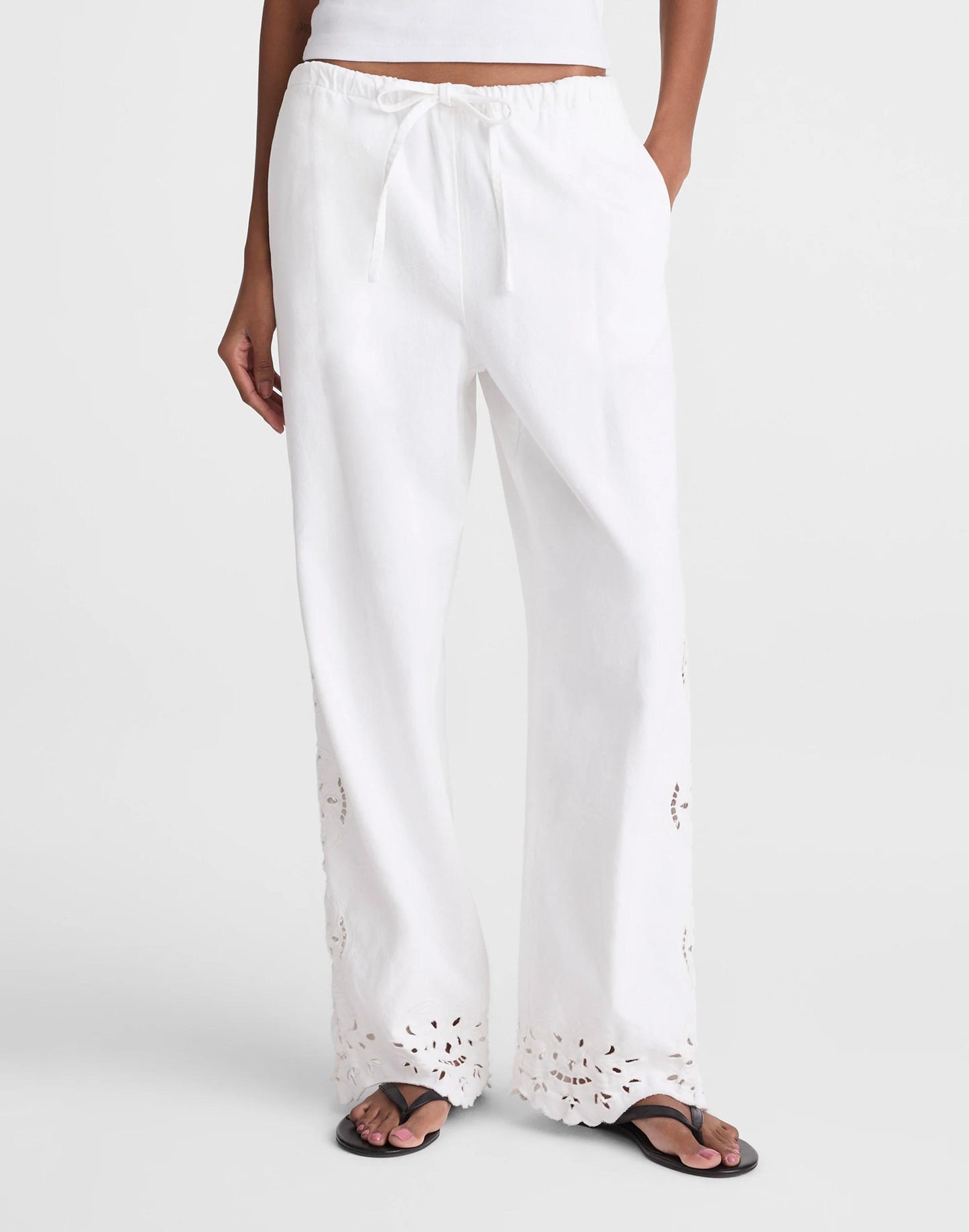Madewell Embroidered Denim Pull-On Pants