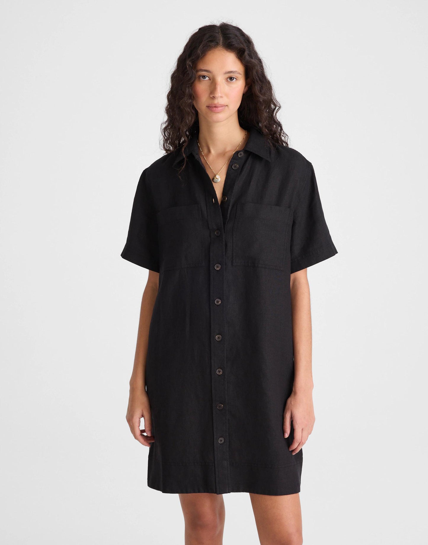 Madewell Relaxed Mini Shirtdress in 100% Linen