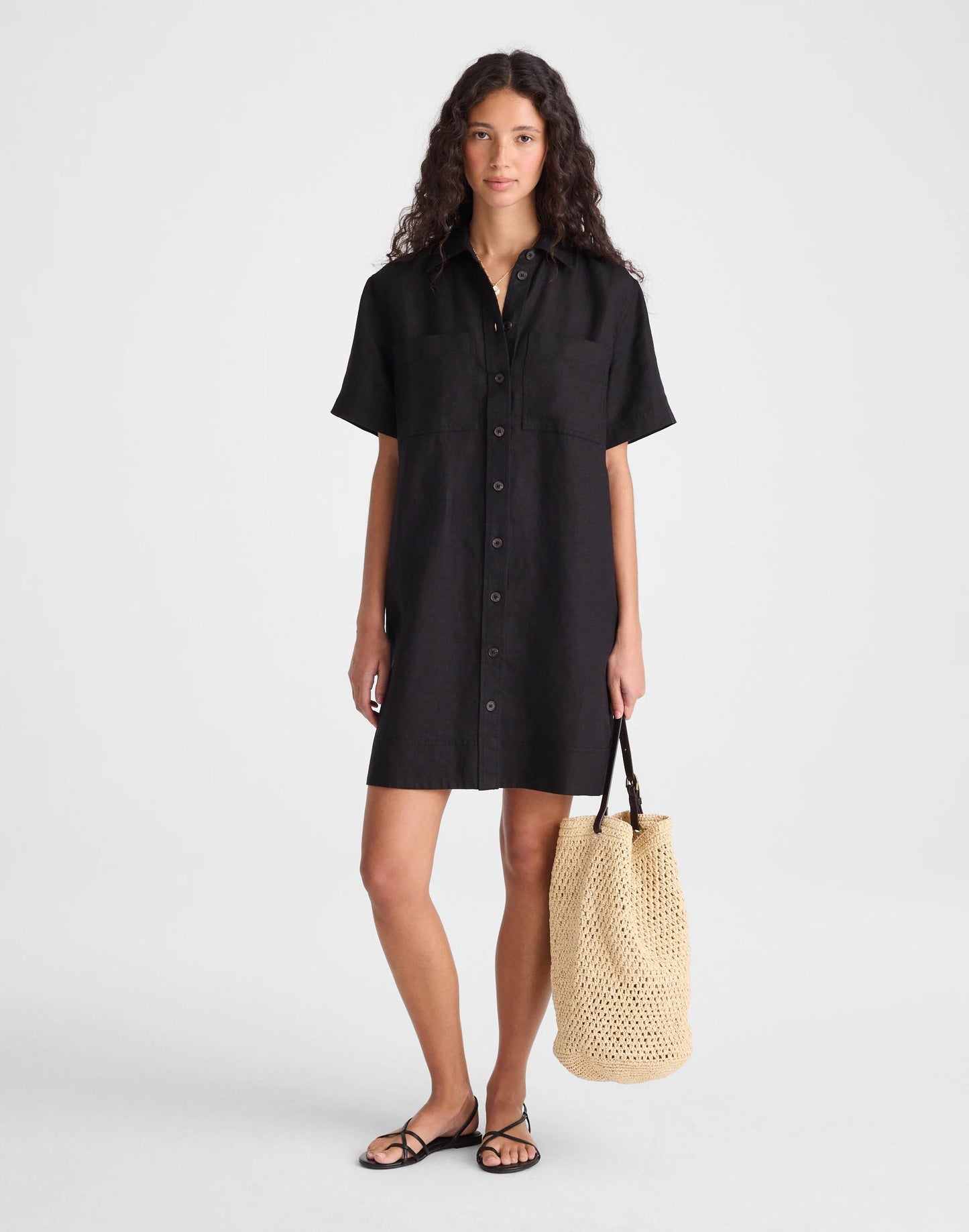 Madewell Relaxed Mini Shirtdress in 100% Linen