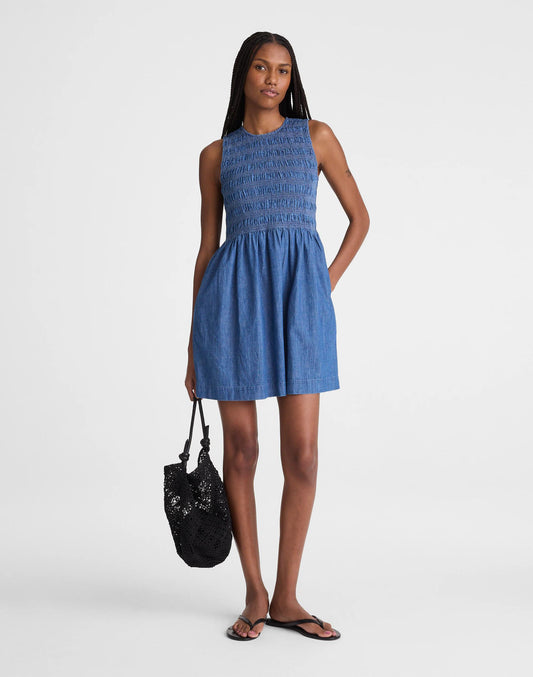 Madewell The Denim Melody Smocked Mini Dress