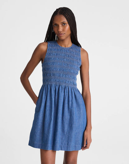 Madewell The Denim Melody Smocked Mini Dress