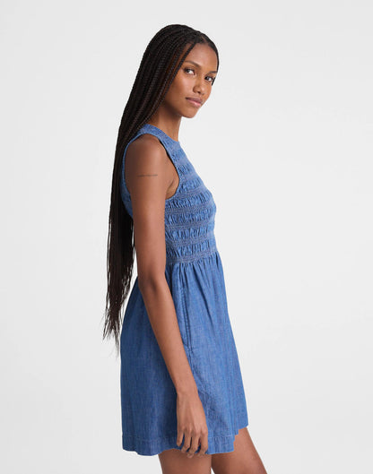 Madewell The Denim Melody Smocked Mini Dress