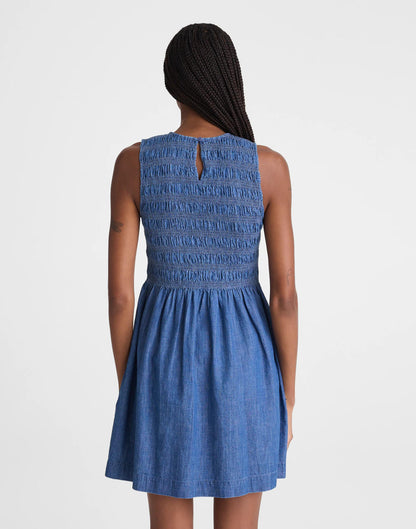 Madewell The Denim Melody Smocked Mini Dress