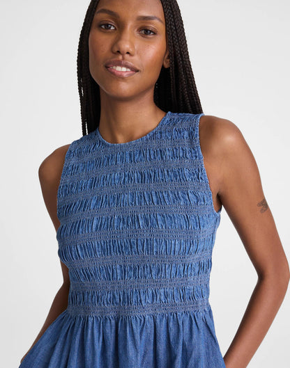 Madewell The Denim Melody Smocked Mini Dress