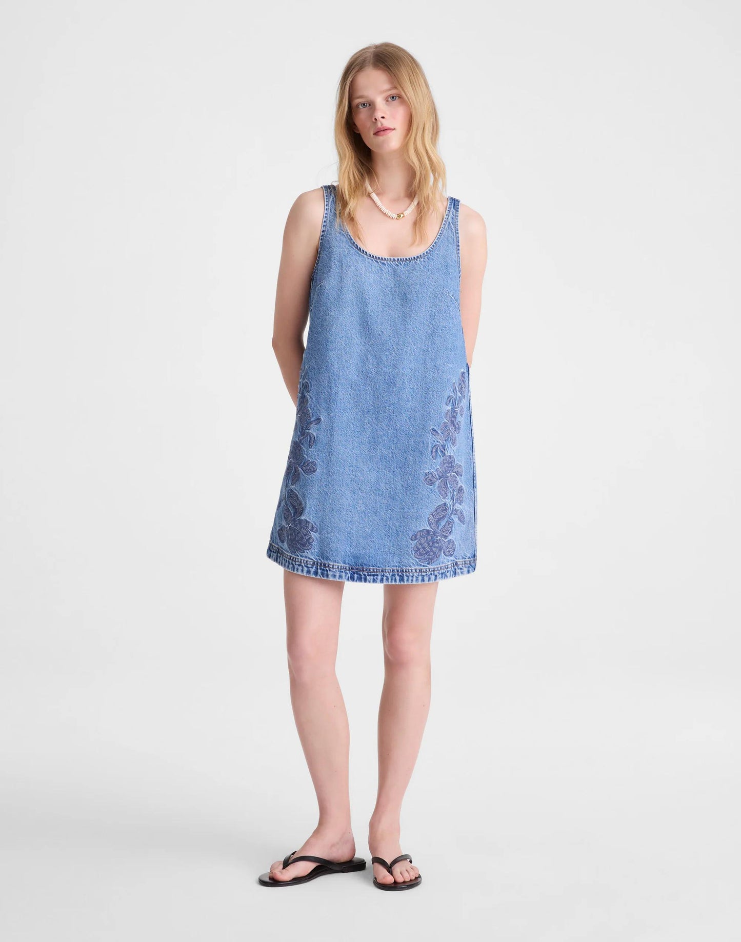 Madewell Denim Embroidered Mini Dress