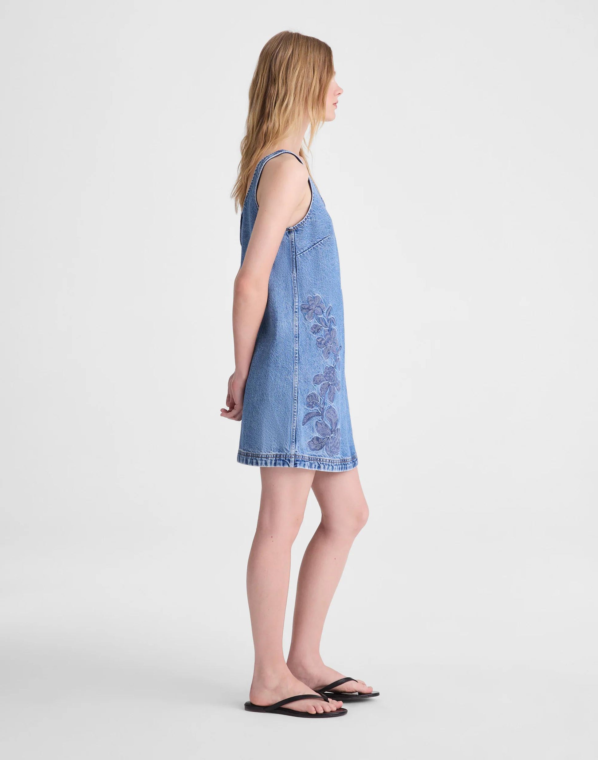 Madewell Denim Embroidered Mini Dress