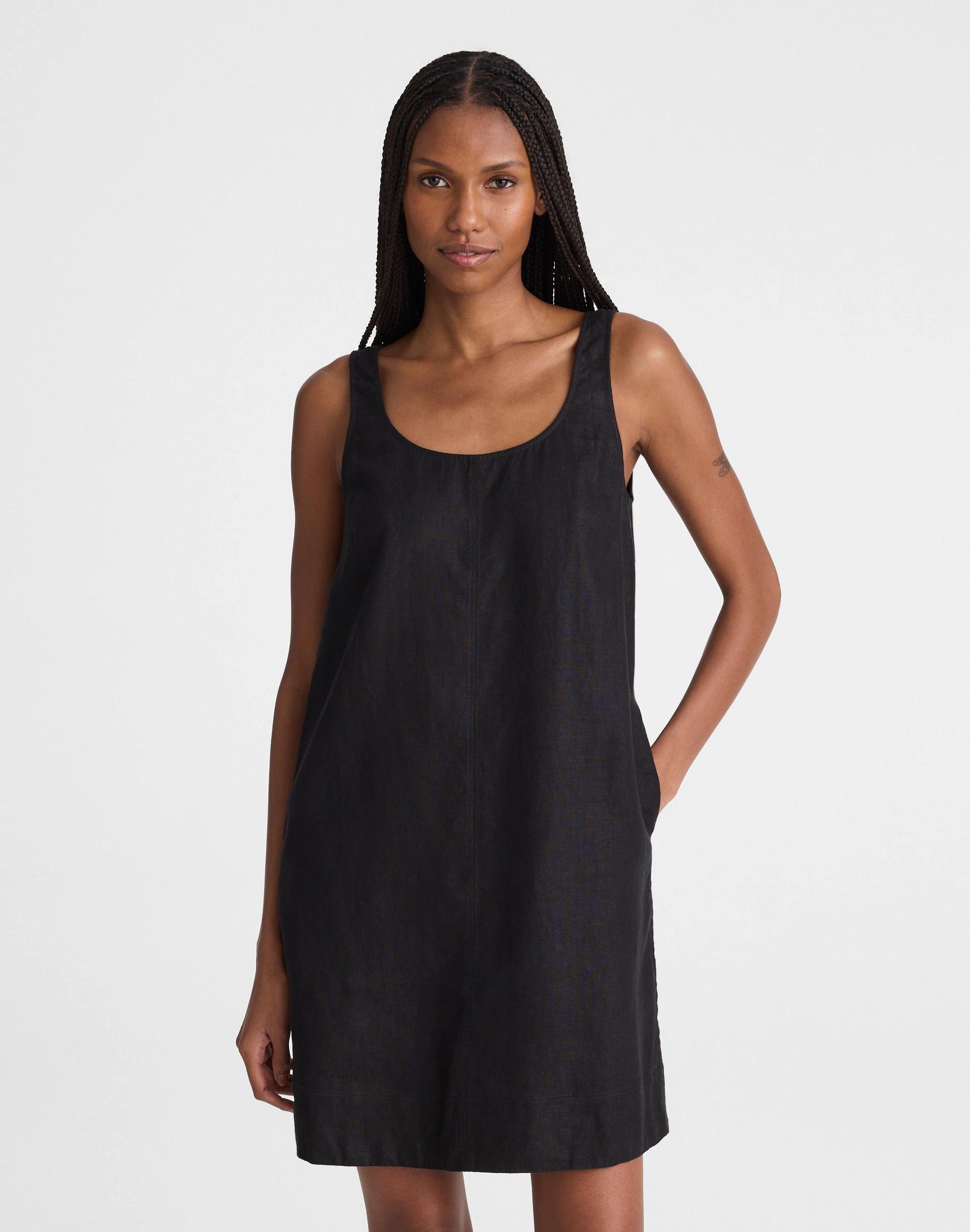 Madewell Scoopneck Mini Shift Dress in 100% Linen