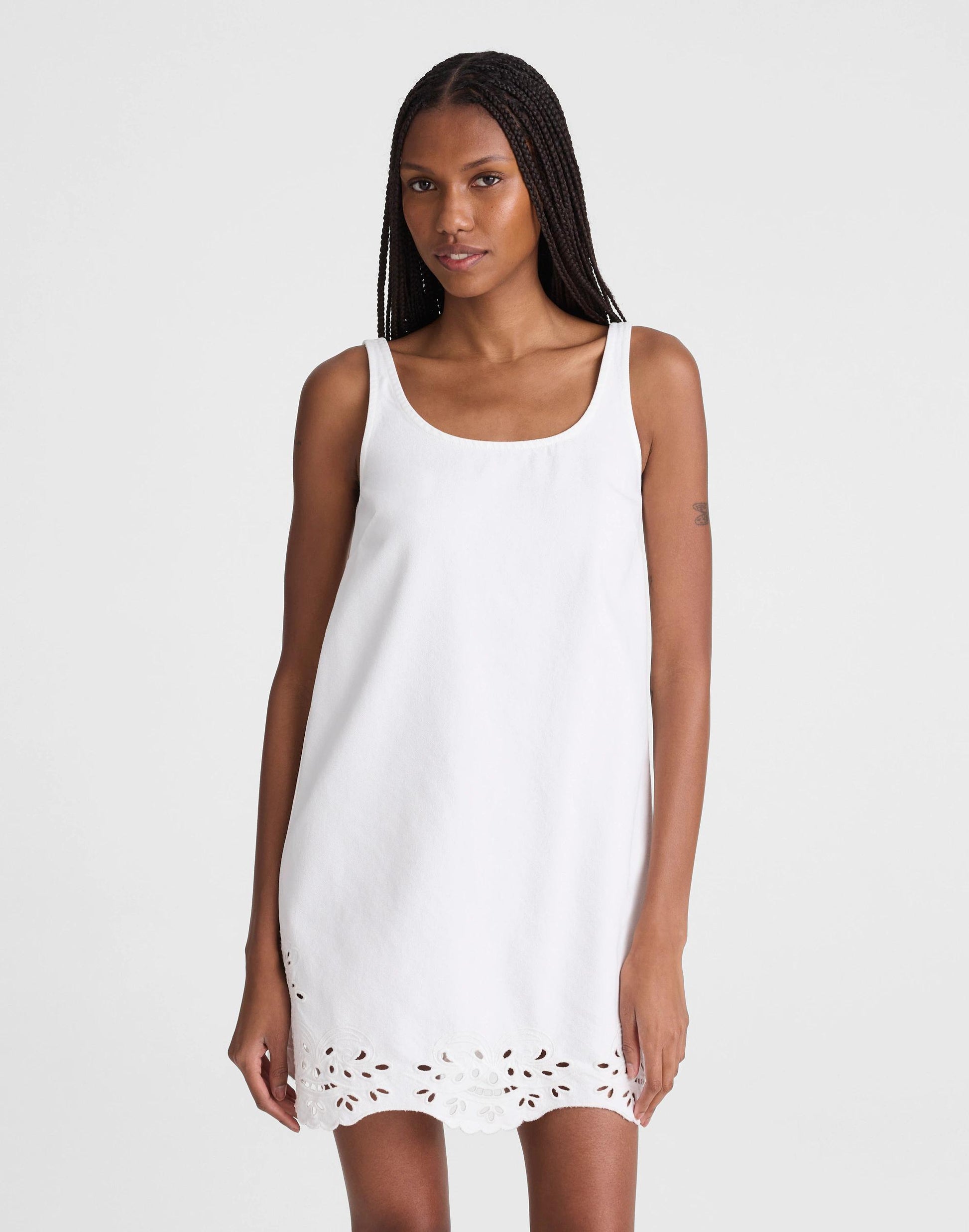 Madewell Denim Eyelet Mini Shift Dress