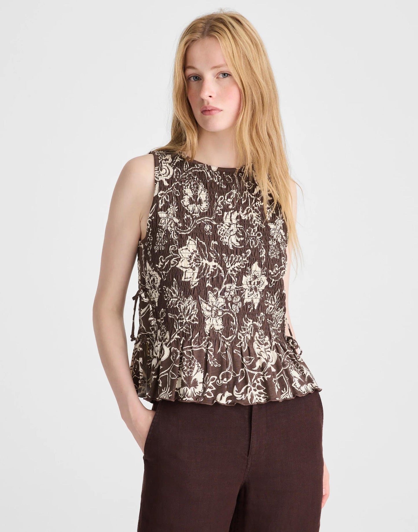 Madewell Side-Tie Smocked Tank