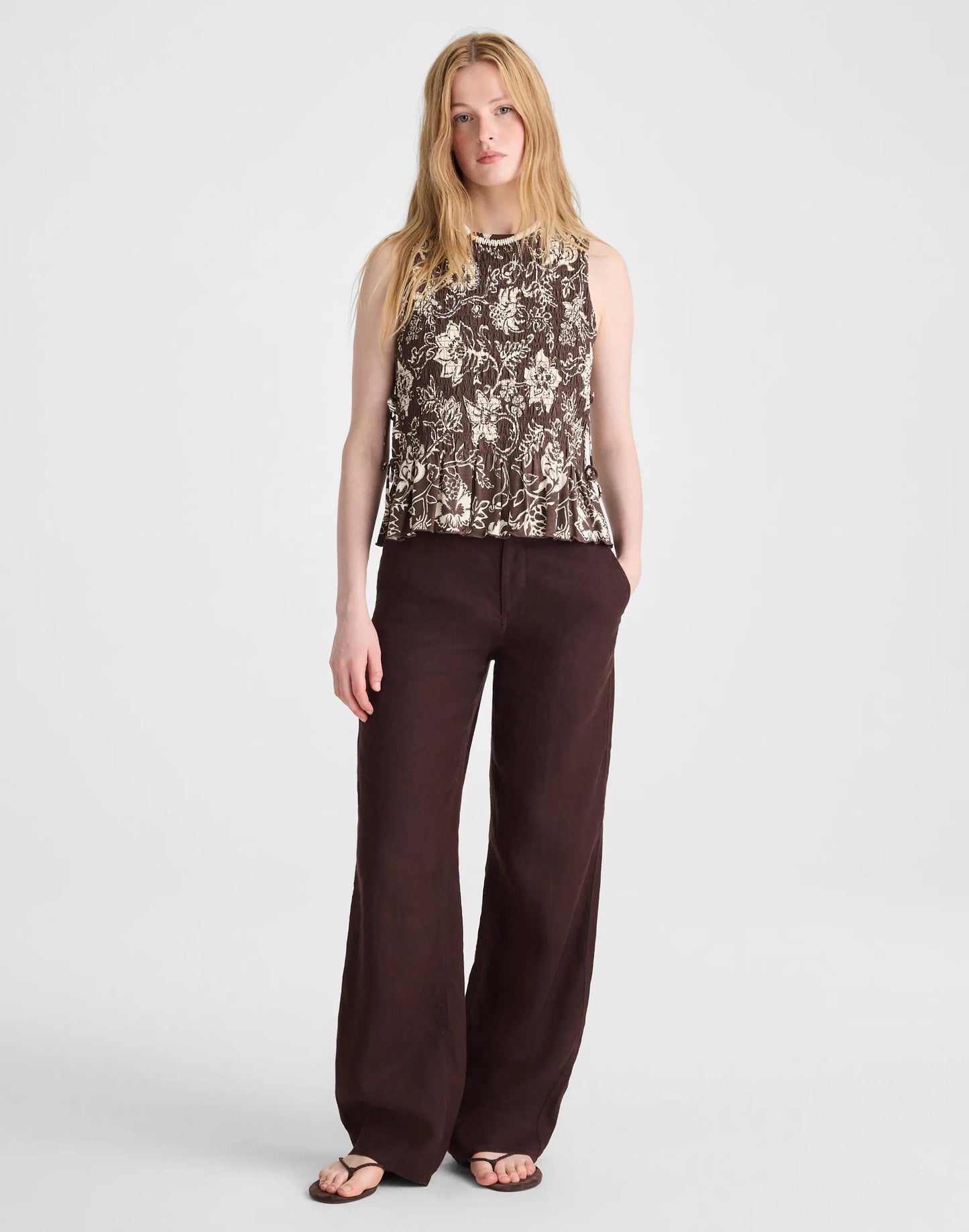 Madewell Side-Tie Smocked Tank