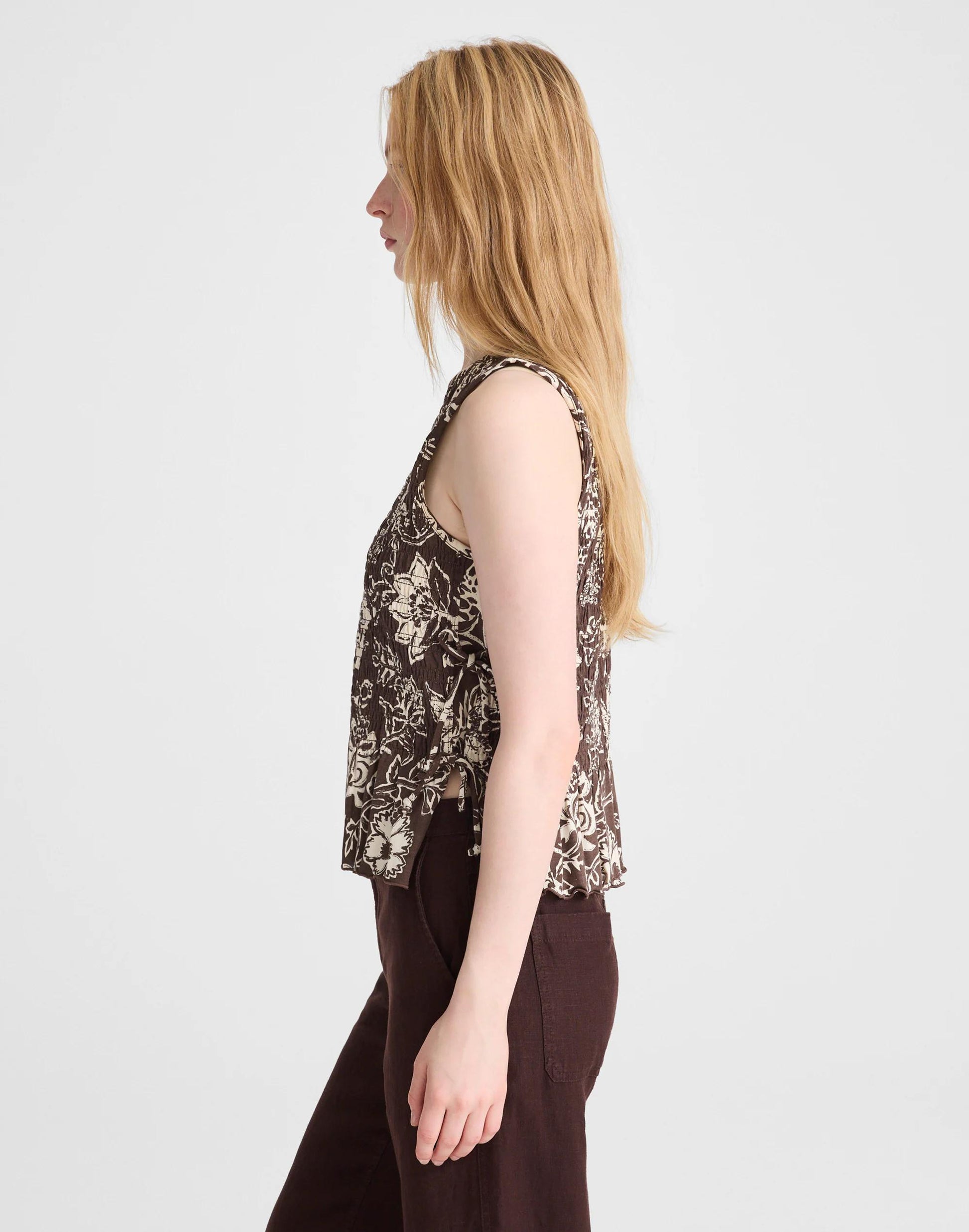 Madewell Side-Tie Smocked Tank