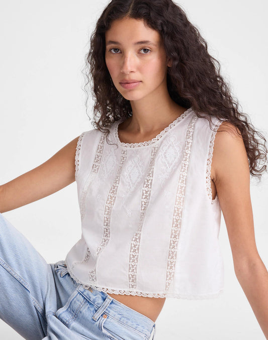 Madewell Embroidered Lace-Insert Top